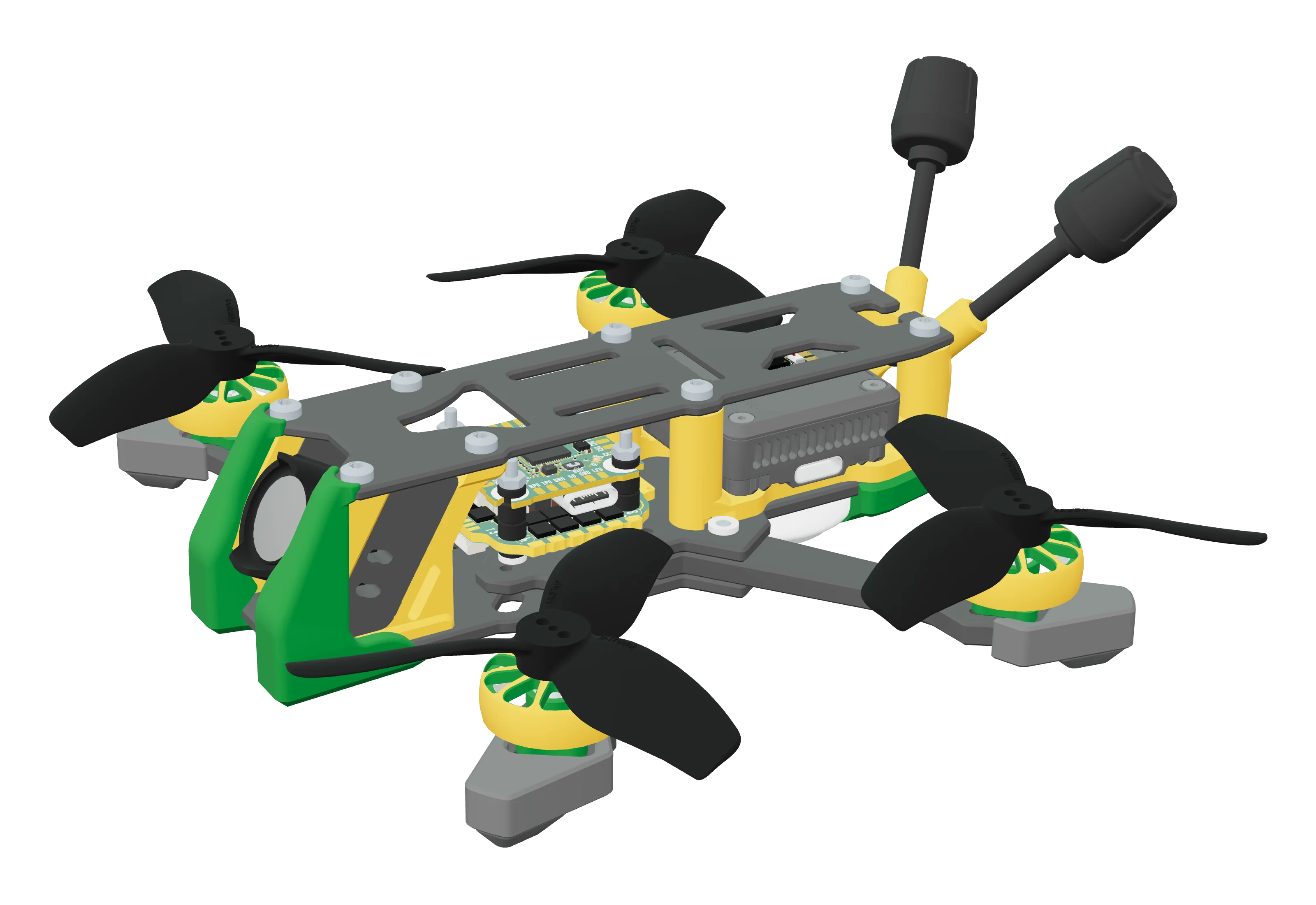 A finished drone assembly
